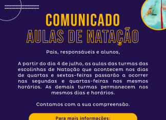 Comunicado: aulas de natação
